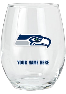 Seattle Seahawks Personalized Stemless Wine Glass - Navy Blue