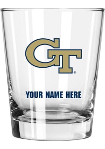 GA Tech Yellow Jackets Personalized 15oz Double Old Fashioned Rock Glass - Navy Blue