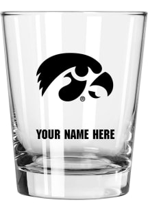 Iowa Hawkeyes Personalized 15oz Double Old Fashioned Rock Glass - Black
