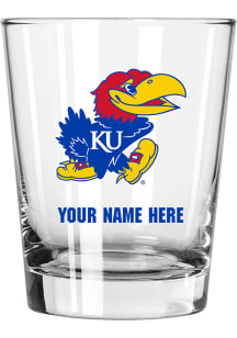 Kansas Jayhawks Personalized 15oz Double Old Fashioned Rock Glass - Blue