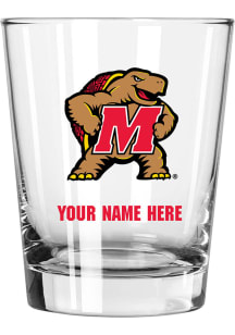 Maryland Terrapins Personalized 15oz Double Old Fashioned Rock Glass - Red