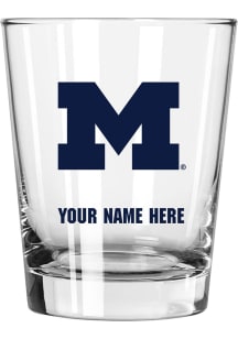 Michigan Wolverines Personalized 15oz Double Old Fashioned Rock Glass - Blue
