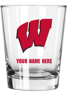 Wisconsin Badgers Personalized 15oz Double Old Fashioned Rock Glass - Black