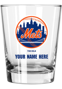New York Mets Personalized 15oz Double Old Fashioned Rock Glass - Blue