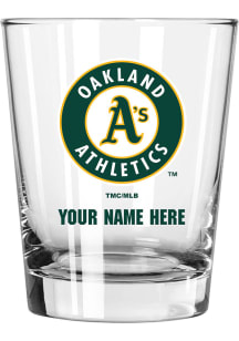 Oakland Athletics Personalized 15oz Double Old Fashioned Rock Glass - Green