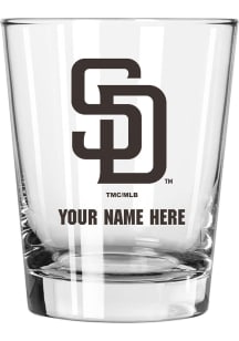 San Diego Padres Personalized 15oz Double Old Fashioned Rock Glass - White