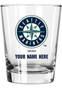 Seattle Mariners Personalized 15oz Double Old Fashioned Rock Glass - Navy Blue