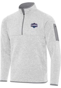 Antigua Greensboro Swarm Mens Grey Heather Fortune Long Sleeve Qtr Zip Pullover