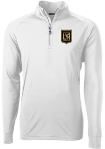 Cutter and Buck Los Angeles FC Mens White Adapt Eco Knit Long Sleeve Qtr Zip Pullover