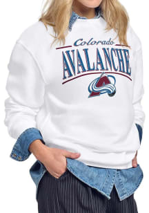 Starter Colorado Avalanche Womens White Arch Stripe Crew Sweatshirt