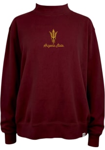 Summit Sportswear Arizona State Sun Devils Womens Maroon Pigment Dyed Mock Crew Sweatshirt