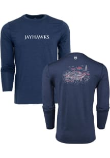Greyson Kansas Jayhawks Mens Navy Blue Guide Vintage Long Sleeve Crew Sweatshrt