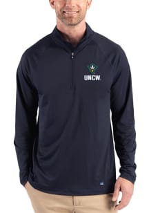Cutter and Buck UNCW Seahawks Mens Navy Blue Prospect Epic Confidence Long Sleeve Qtr Zip Pullover