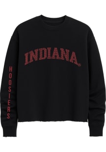 Indiana Hoosiers Womens Black Curve Crystal Crew Sweatshirt