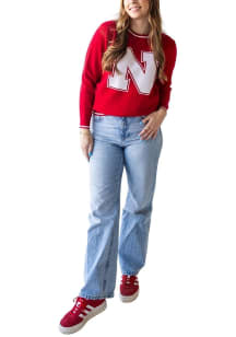 Gameday Social Nebraska Cornhuskers Womens Red Wicks Woven Long Sleeve Sweater