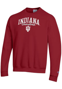 Champion Indiana Hoosiers Mens Crimson Grandma Script Powerblend Long Sleeve Crew Sweatshirt