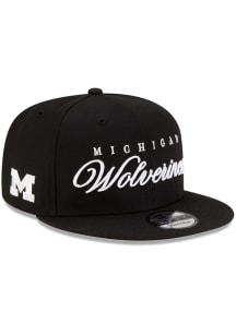 New Era Michigan Wolverines Black Scripted 9FIFTY Mens Snapback Hat