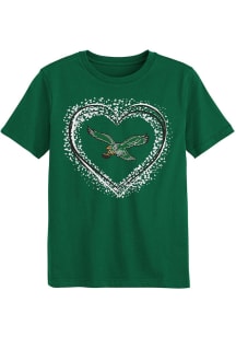 Philadelphia Eagles Girls Kelly Green Heart Shot Retro Short Sleeve T-Shirt