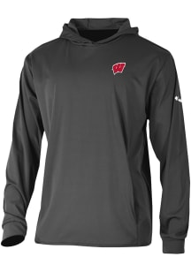 Columbia Wisconsin Badgers Mens Black Heat Seal Long Drive Long Sleeve Hoodie
