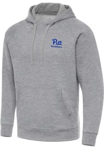 Antigua Pitt Panthers Mens Grey Heather Victory Baseball Long Sleeve Hoodie