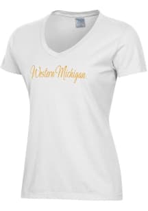 ComfortWash Western Michigan Broncos Womens White Script Garment Dyed Short Sleeve T-Shirt