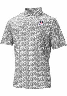 Columbia Arizona Wildcats Mens Grey Heat Seal Catchy Swing Short Sleeve Fashion Polo