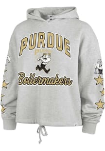 47 Purdue Boilermakers Womens Ash Starry Eyed Hooded Sweatshirt