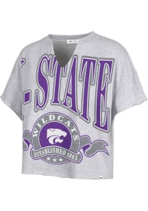 47 K-State Wildcats Womens Grey Banners Out Short Sleeve T-Shirt