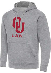 Antigua Oklahoma Sooners Mens Grey Heather Oklahoma Law  Victory Long Sleeve Hoodie