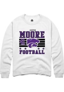 Ashton Moore K-State Wildcats Mens White Football NIL Striped Player Crew