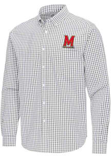 Antigua Maryland Terrapins Mens Ash Ellis Long Sleeve Dress Shirt
