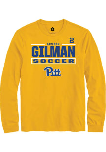 Jackson Gilman Pitt Panthers Gold NIL Stacked Box Long Sleeve Player T Shirt