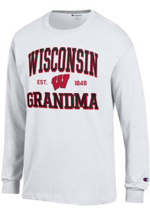 Champion Wisconsin Badgers White Est. Date Grandma Jersey Long Sleeve T Shirt