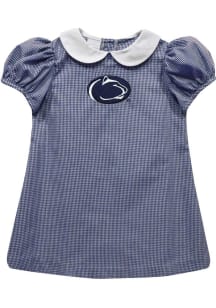 Vive La Fete Penn State Nittany Lions Toddler Girls Navy Blue Gingham Collar Short Sleeve Dress
