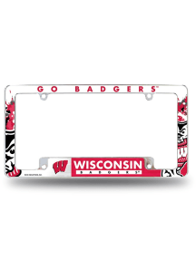Wisconsin Badgers Primary All Over Chrome License Plate Frame - White