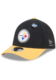 New Era Pittsburgh Steelers Mens Black 2026 NFL Draft 39THIRTY M Crown Flex Hat