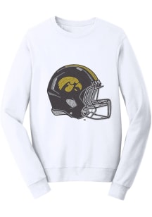 Iowa Hawkeyes Womens White Helmet Crystal Football Crew Sweatshirt