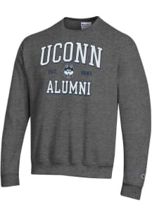 Champion UConn Huskies Mens Charcoal Est Alumni Powerblend Long Sleeve Crew Sweatshirt