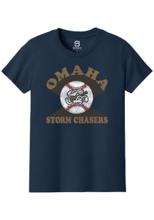 Summit Sportswear Omaha Storm Chasers Youth Navy Blue Soft Arch Short Sleeve T-Shirt