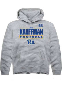 Ben Kauffman Rally Pitt Panthers Youth NIL Stacked Box Long Sleeve Player Hoodie Grey