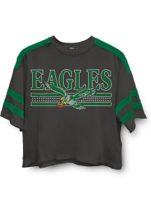 Junk Food Clothing Philadelphia Eagles Womens Black Bling Striped Short Sleeve T-Shirt