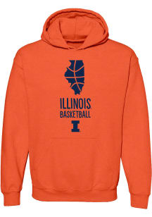 Illinois Fighting Illini Mens Orange Mens Basketball State Long Sleeve Hoodie