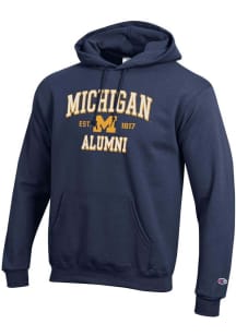 Champion Michigan Wolverines Mens Navy Blue Est Alumni Powerblend Long Sleeve Hoodie