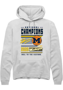 Summit Sportswear Michigan Wolverines Mens White MBB National Champs 2026 Magazine Long Sleeve Hoo..