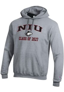 Champion Northern Illinois Huskies Mens Grey Primary Class of 2027 Powerblend Long Sleeve Hoodie