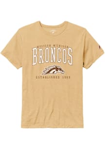Western Michigan Broncos Gold Victory Falls Puff Arch Mascot Short Sleeve Fashion T Shirt