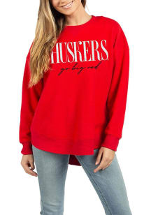 Nebraska Cornhuskers Womens Red Sideline Crew Sweatshirt