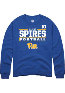 Blaine Spires Pitt Panthers Mens Blue Football NIL Stacked Box Player Crew