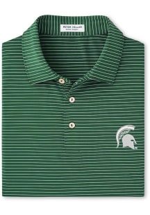 Peter Millar Michigan State Spartans Mens Green Hemlock Short Sleeve Fashion Polo