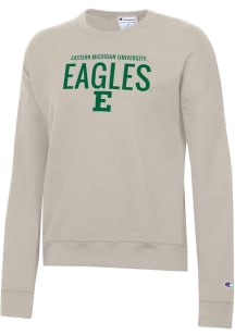 Champion Eastern Michigan Eagles Womens Oatmeal Stacked Powerblend Crew Sweatshirt